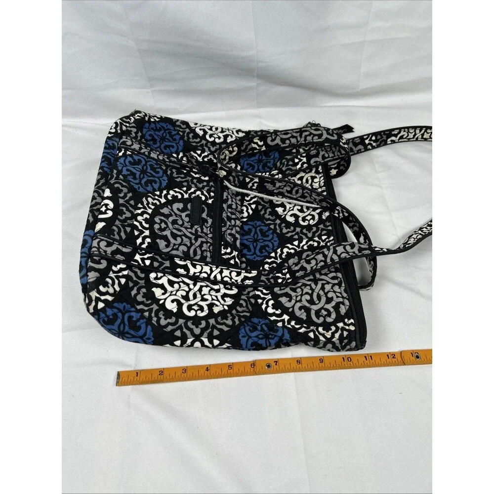 Vera Bradley Quilted Villager tote in Canterberry Cobalt Blue Black White